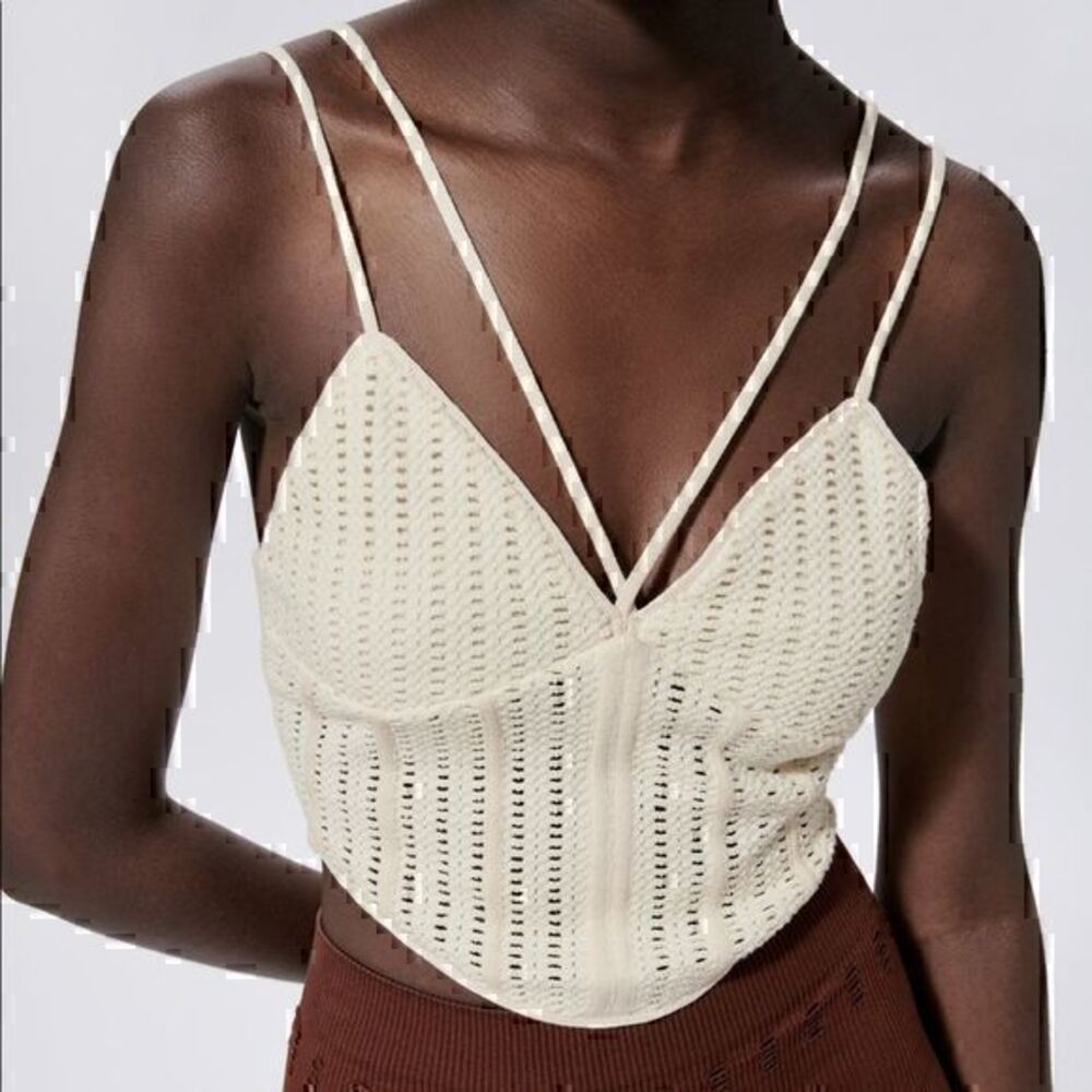 ZARA strappy mesh corset crop top